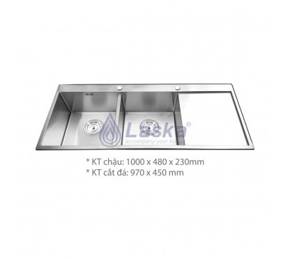 CHẬU RỦA CHÉN INOX 304 NGUYÊN KHỐI (BH - 5 NĂM) LCR – 02
