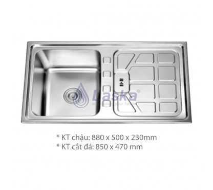 CHẬU RỦA CHÉN MỘT HỘC CÓ CÁNH CAO CẤP LASKA (BẢO HÀNH 3 NĂM) LCR – 22