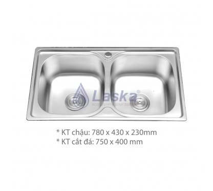 CHẬU RỦA CHÉN 2 HỘC ĐỀU INOX 304 (BH - 3 NĂM) LCR – 21