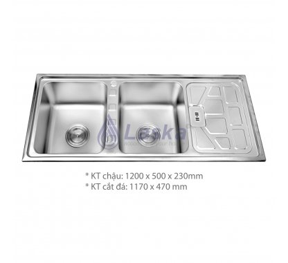 CHẬU RỦA CHÉN HAI HỘC CÓ CÁNH CAO CẤP LASKA (BẢO HÀNH 3 NĂM) LCR – 11