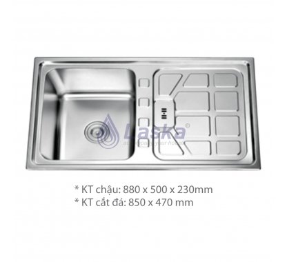 CHẬU RỦA CHÉN MỘT HỘC CÓ CÁNH CAO CẤP LASKA (BẢO HÀNH 3 NĂM) LCR – 22