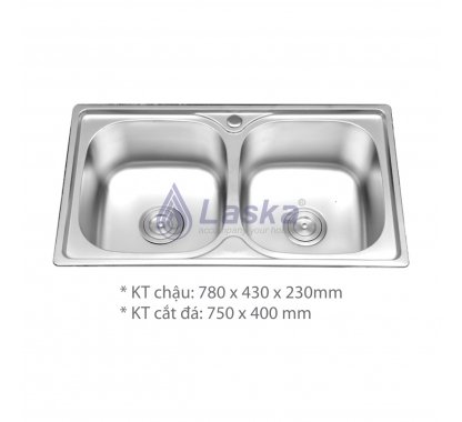 CHẬU RỦA CHÉN 2 HỘC ĐỀU INOX 304 (BH - 3 NĂM) LCR – 21