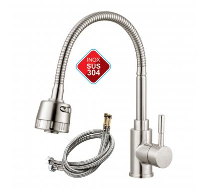VÒI RỬA CHÉN NÓNG LẠNH, INOX 304 (BH - 5 NĂM) LK-308